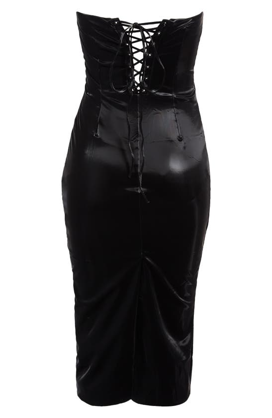 Shop Mistress Rocks Strapless Midi Body-con Dress In Black