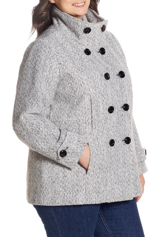 Gallery Double Breasted Peacoat In Black/white