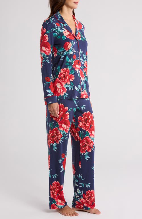 Shop Nordstrom Moonlight Eco Knit Pajamas In Navy In Bloom