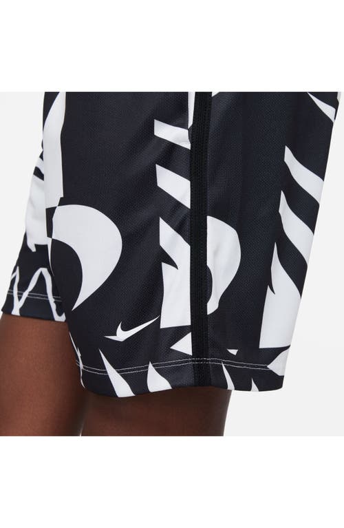 Shop Nike Kids' Multi+ Dri-fit Print Athletic Shorts In Black/white