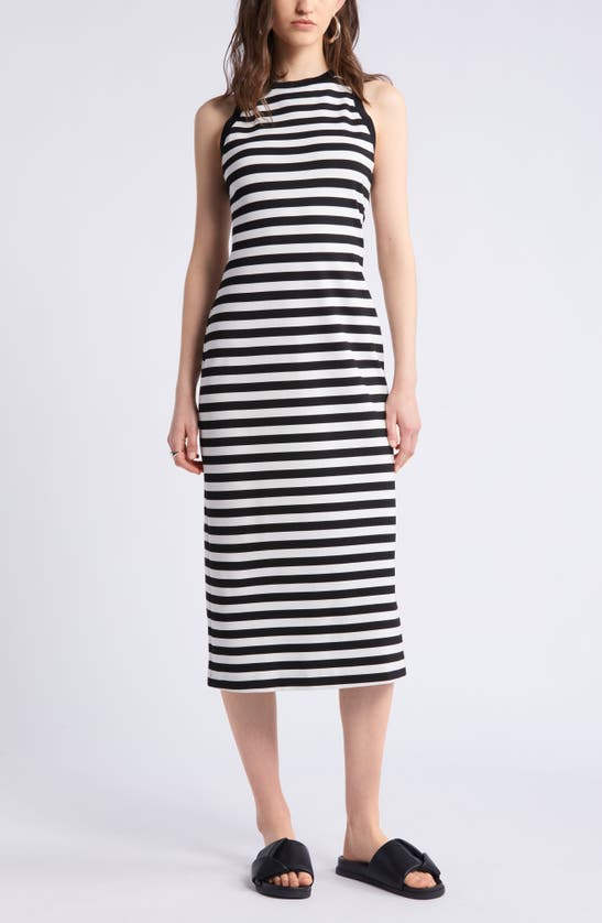 Shop Nordstrom Knit Tank Dress In Black- Ivory Jane Stripe