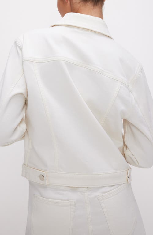 Good American Committed To Fit Denim Jacket In Cloud White001