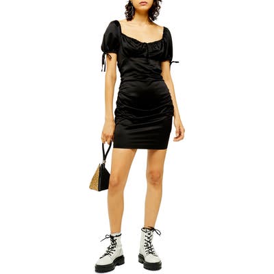 Topshop Gypsy Satin Minidress, US (fits like 0-2) - Black