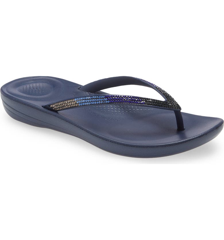 FITFLOP iQushion Ombré Sparkle Flip Flop, Main, color, MIDNIGHT NAVY