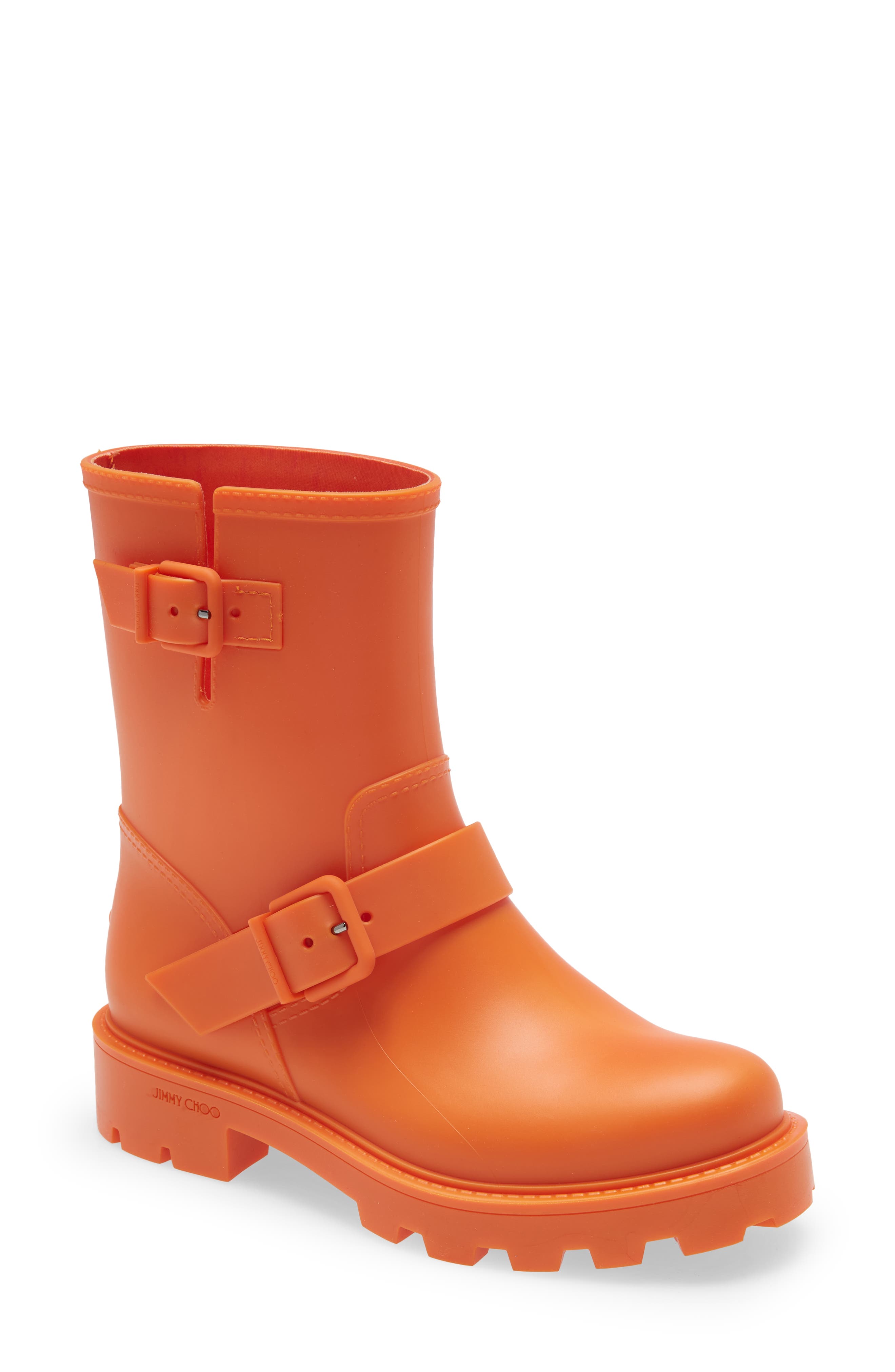 orange designer boots