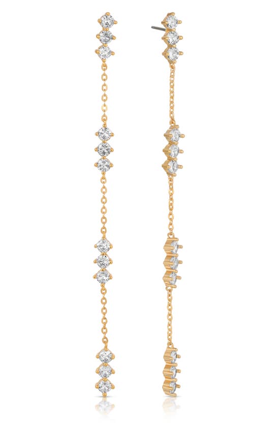 Shop Ettika Cubic Zirconia Linear Drop Earrings In Gold