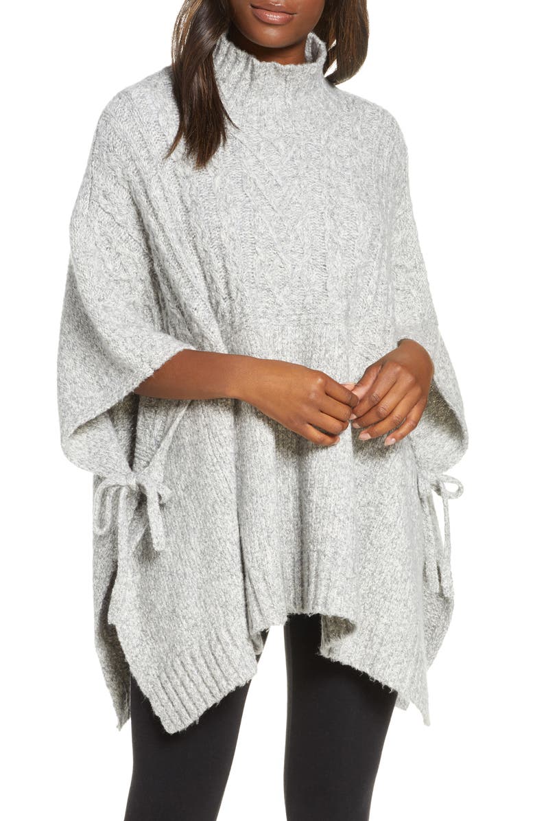 UGG<SUP>®</SUP> Joanna Funnel Neck Poncho, Main, color, LIGHT GREY HEATHER