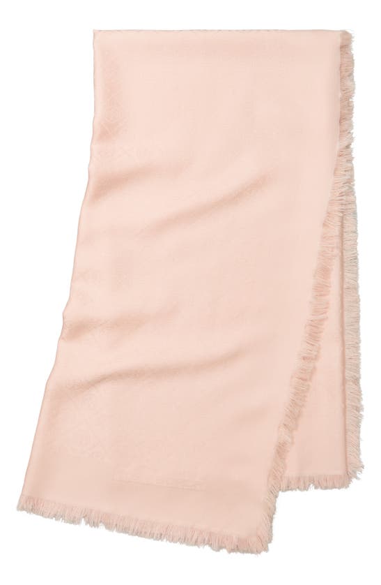 Shop Tory Burch T-monogram Jacquard Wool & Silk Square Scarf In Pink Frost