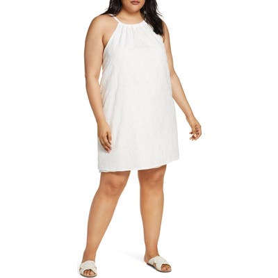 Plus Size Gibson X Hot Summer Nights Two Peas Eyelet Halter Summer Dress, White (Plus Size) (Nordstrom Exclusive)