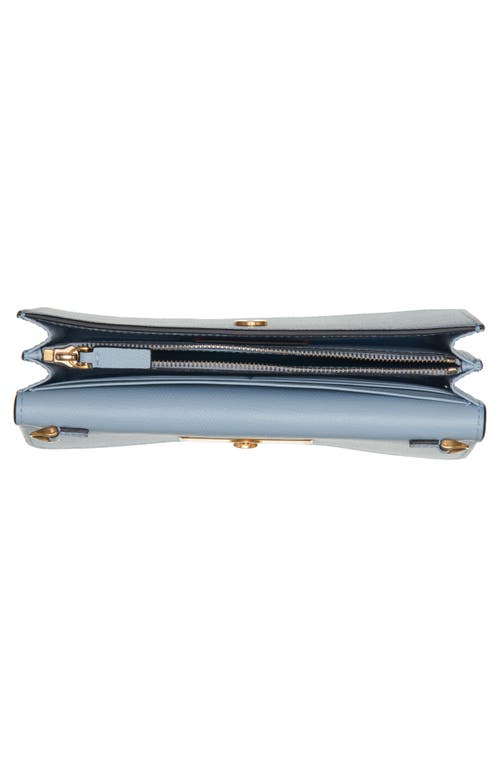 Shop Valentino Garavani Vlogo Signature Leather Wallet On A Chain In Blue Porcellana