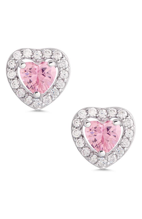 Lily Nily Kids' Cubic Zirconia Heart Halo Stud Earrings in Pink at Nordstrom
