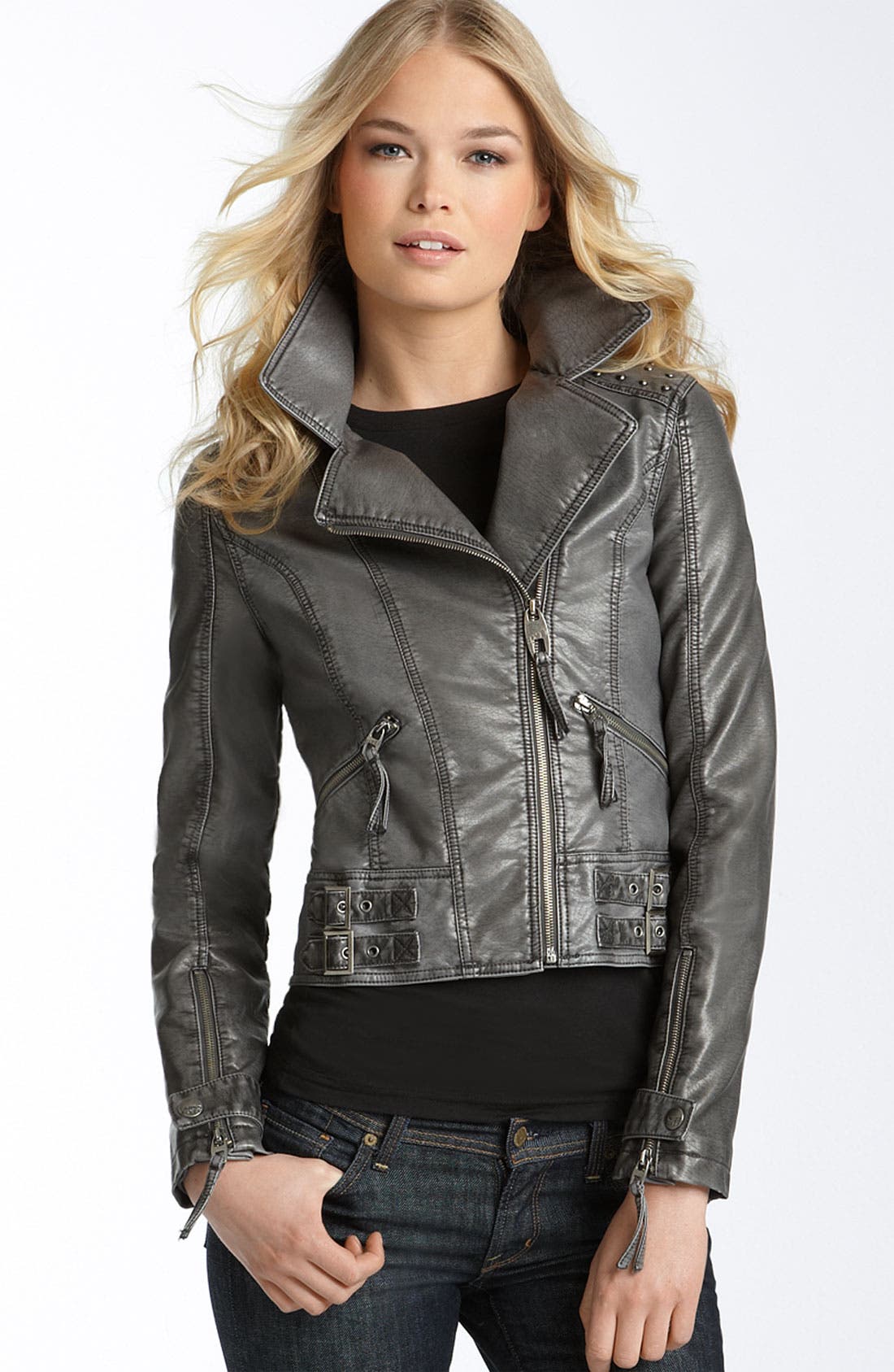 Miss Sixty Faux Washed Leather Motorcycle Jacket Nordstrom