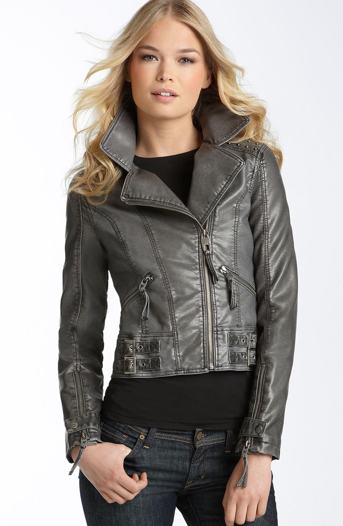 Miss Sixty Faux Washed Leather Motorcycle Jacket | Nordstrom