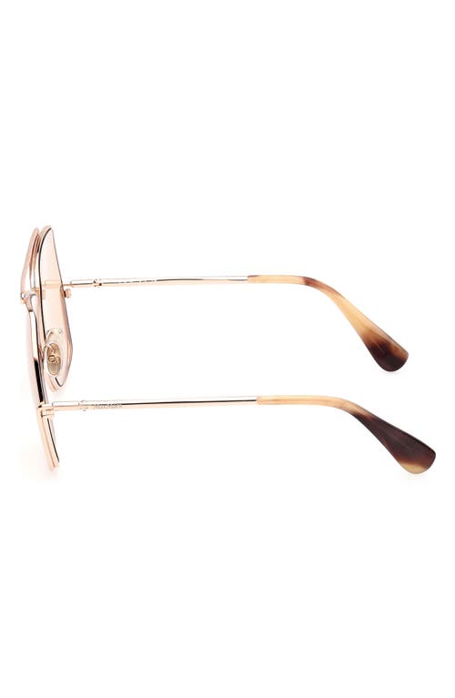 Shop Max Mara 64mm Geometric Sunglasses In Shiny Rose Gold/brown