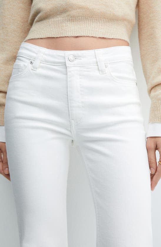 Shop Mango Raw Hem Crop Flare Jeans In White