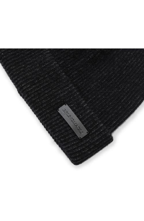 Shop Bruno Magli Cashmere Brioche Stitch Cuff Beanie In Black