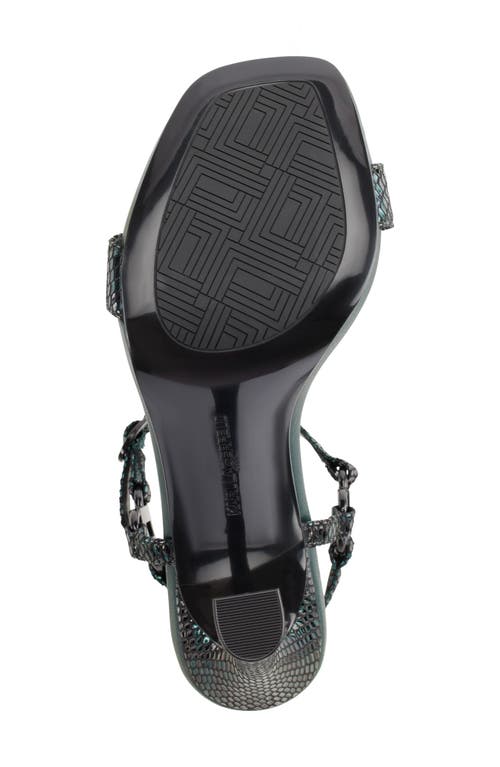 Karl Lagerfeld Paris Cybil Snakeskin Embossed Ankle Strap Sandal In Forest Green