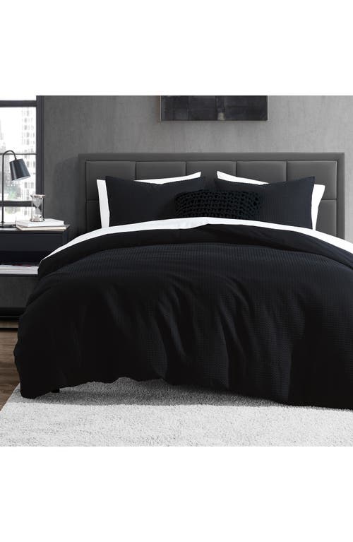 Dkny Modern Waffle Duvet Cover & Shams Set In Faded Black