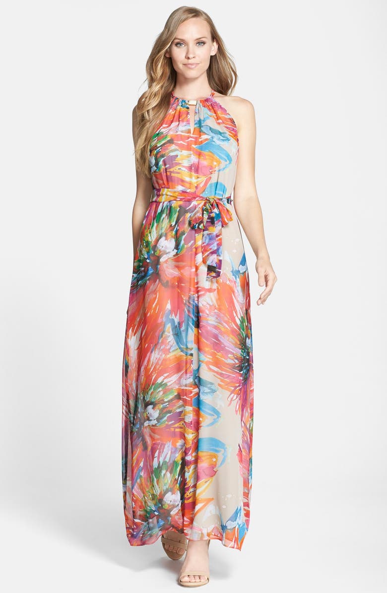 Chetta B Floral Print Chiffon Maxi Dress | Nordstrom