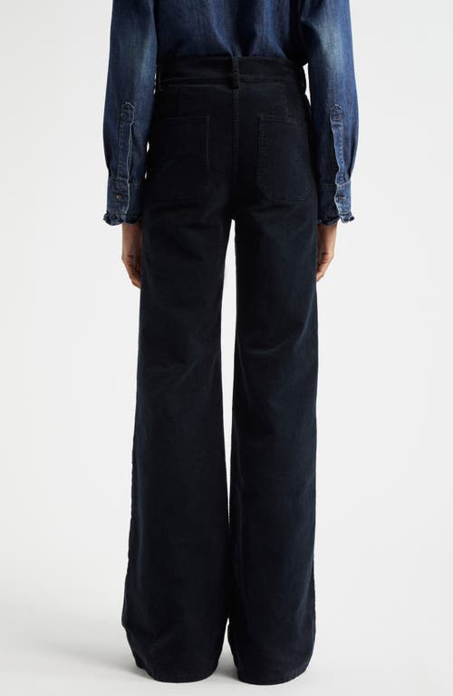 Shop Nili Lotan Florence Corduroy Flare Leg Pants In Midnight