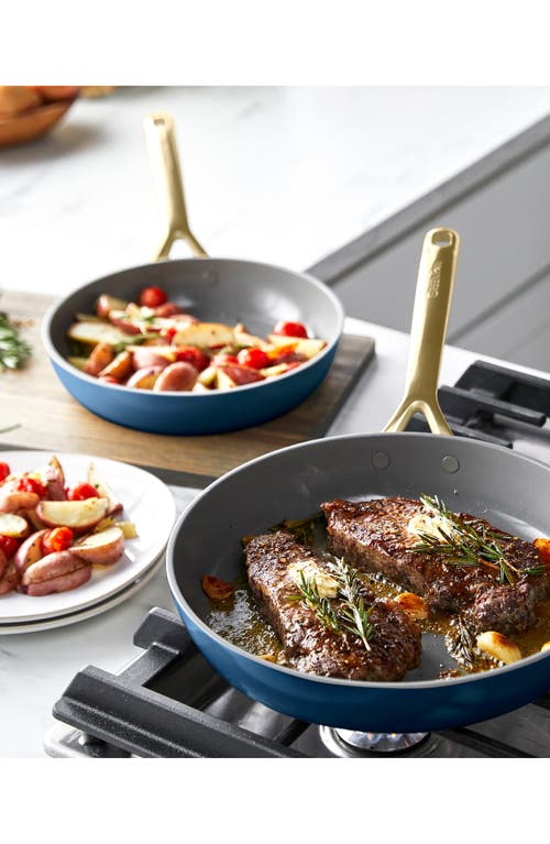 Greenpan Gp5 Infinite8 11-piece Anodized Aluminum Ceramic Nonstick Cookware Set With Champagne Handl In Marine