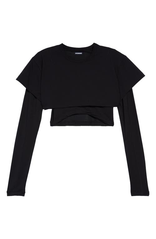 Jacquemus Le Double Crop T-Shirt in Black