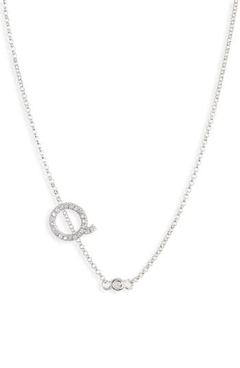 Meshmerise Bezel Diamond Initial Chain Necklace In White-q