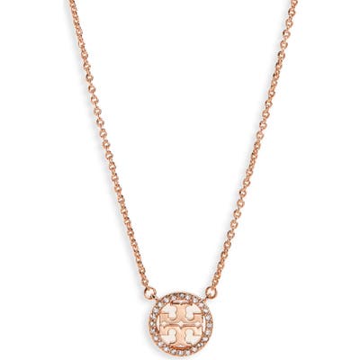 Tory Burch Pave Logo Pendant Necklace