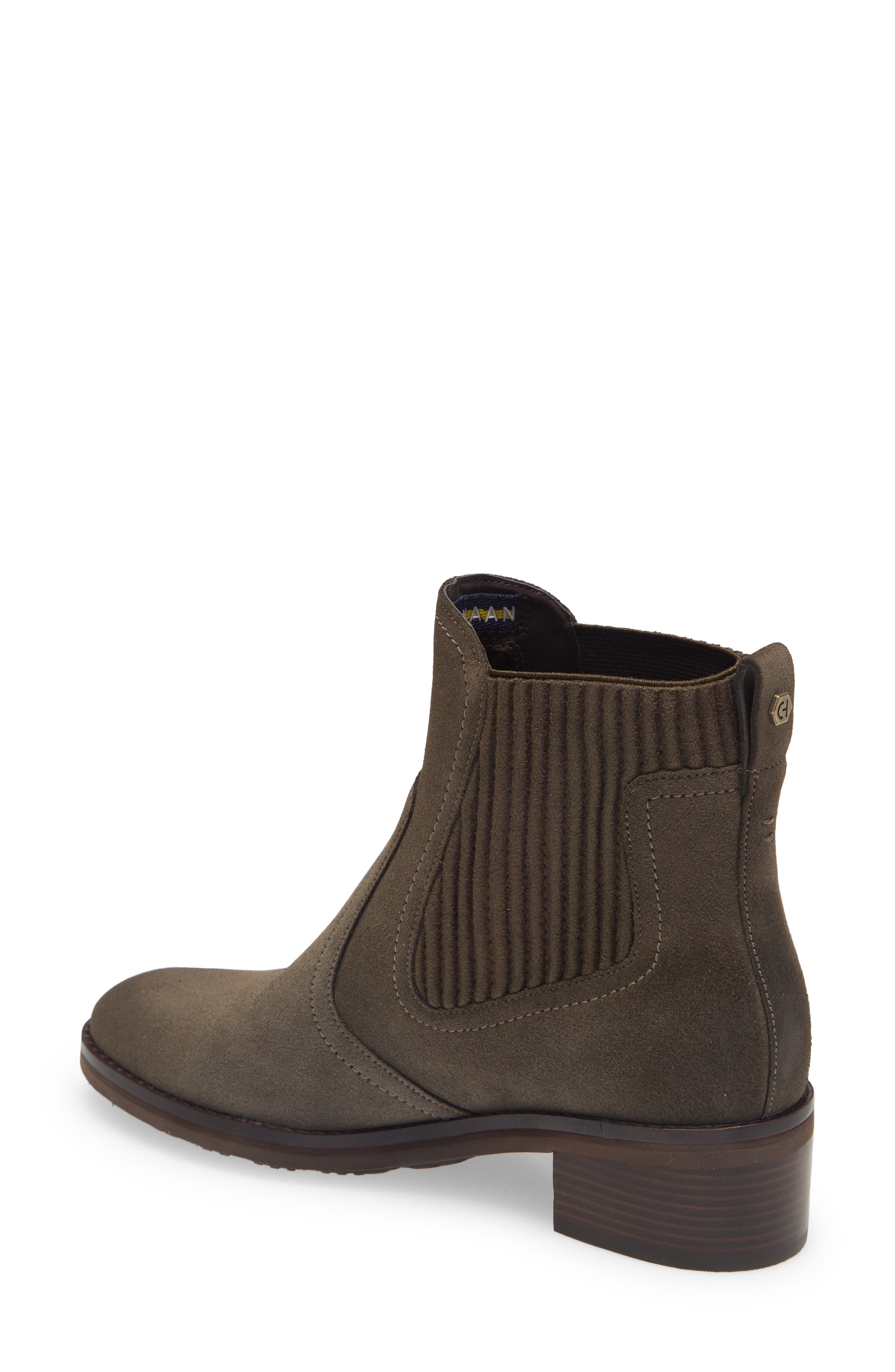 COLE HAAN Peetz Water Resistant Chelsea Boot, Main, color, BLACK OLIVE SUEDE/ DK BROWN