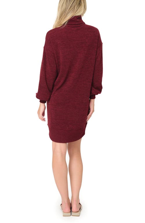 Shop Gibsonlook Long Sleeve Sweater Dress In Burgundy Wine