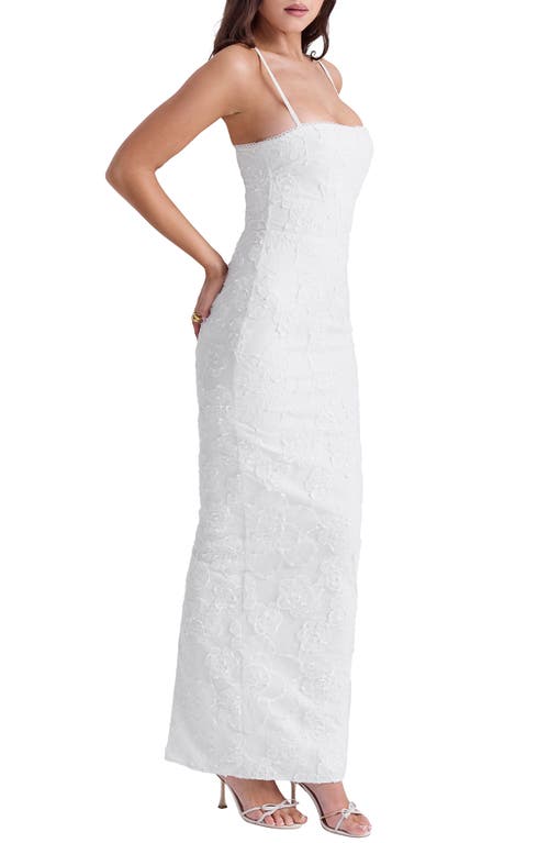 House Of Cb Womens Eva Floral-pattern Stretch-lace Maxi Dress White In White