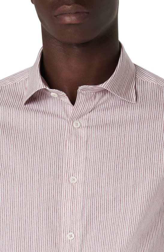 Shop Bugatchi Axel Pinstripe Stretch Button-up Shirt In Berry