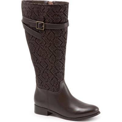 Trotters Lyra Tall Boot Wide Calf- Brown