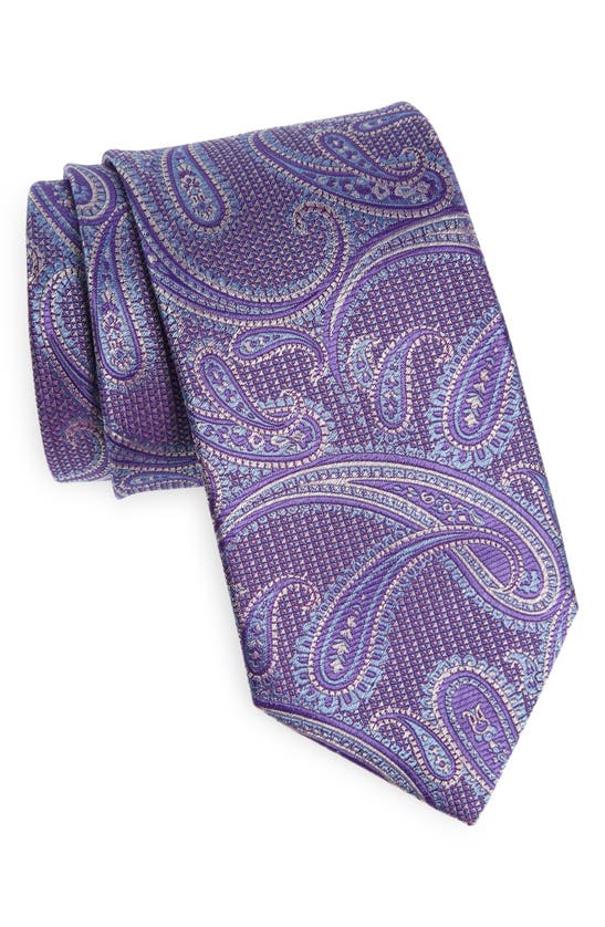 Shop David Donahue Paisley Silk Tie In Purple