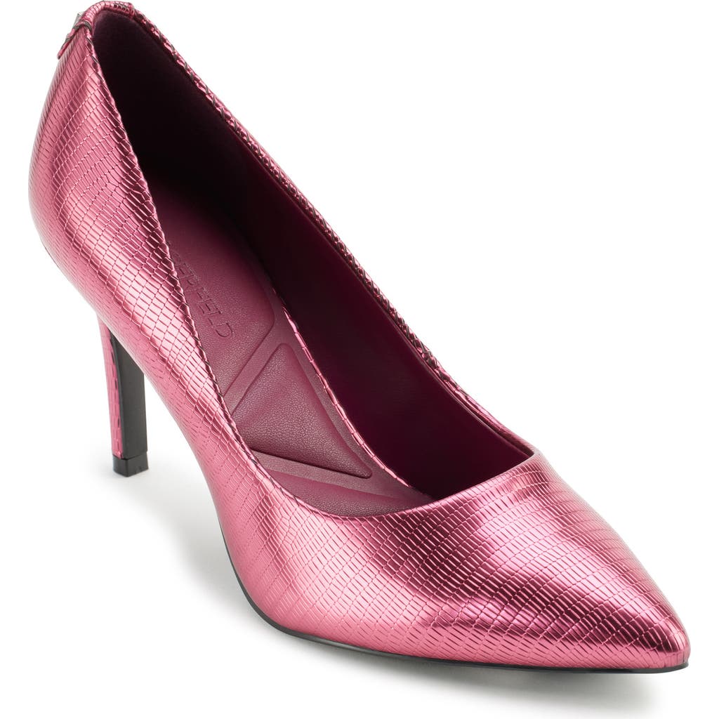 Shop Karl Lagerfeld Paris Royale Pointed Toe Pump In Red Plum