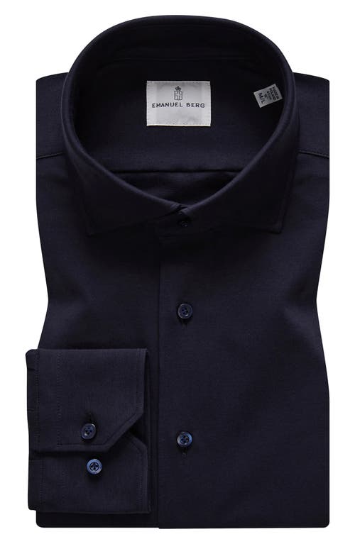 4Flex Modern Fit Navy Knit Button-Up Shirt