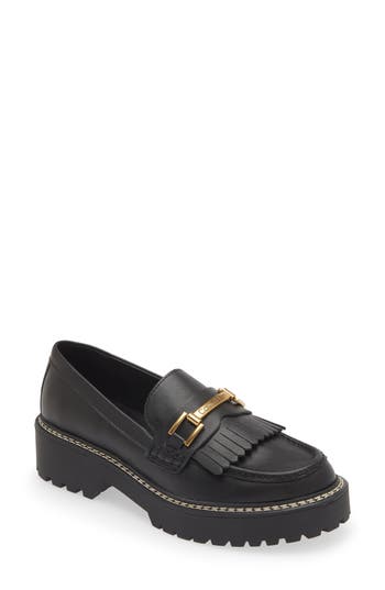 Shop Calvin Klein Sophy Lug Sole Loafer In Smooth Black