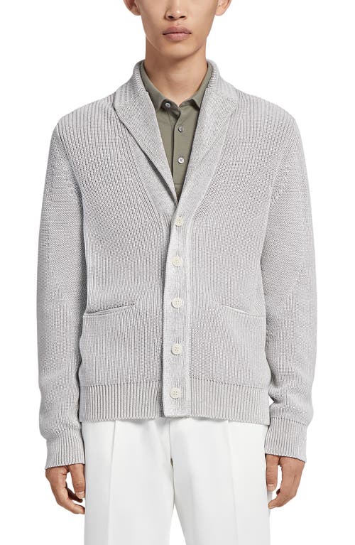 ZEGNA Cotton & Silk Cardigan in Light Grey Fan at Nordstrom, Size 36 Us