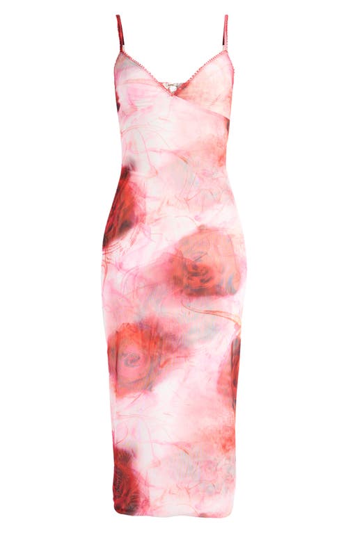 Shop Mistress Rocks Rose Mesh Midi Slipdress In Rose Print