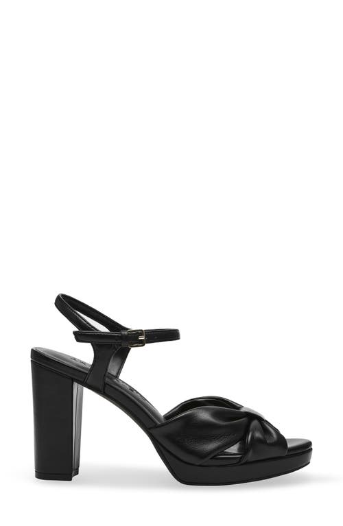 Anne Klein Velia Ankle Strap Platform Sandal In Black Smooth
