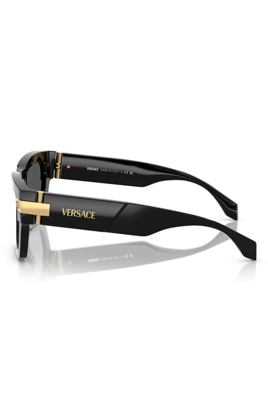 Shop Versace 55mm Plaque Rectangular Sunglasses In Black