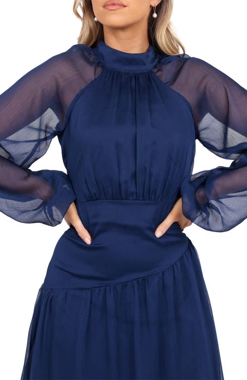 Petal And Pup Petal & Pup Julip Long Sleeve Tiered Maxi Dress In Blue