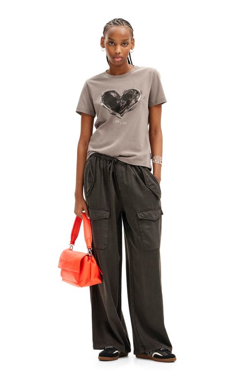 Desigual Core Graphic T-shirt In Black/grey