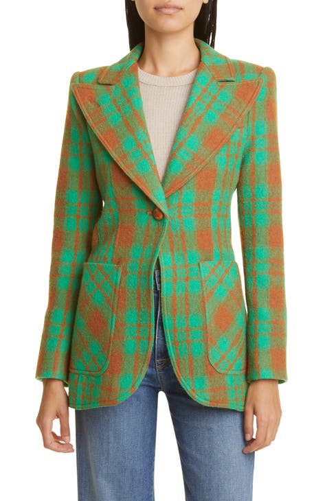 Plaid Wool Cutaway Jacket
