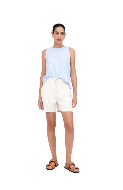 Shop Marcella Mckinley Sleeveless Linen & Cotton Top In Light Blue