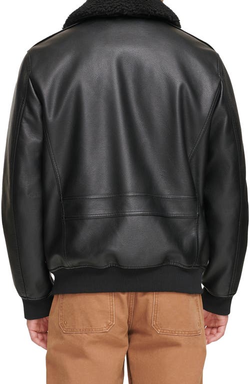 Shop Levi's Faux Leather & Faux Shearling Bomber Jacket In Black