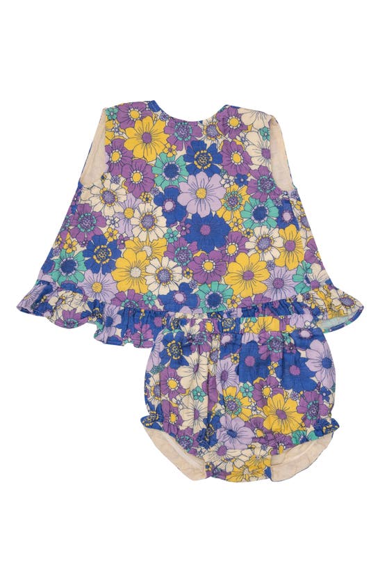 Angel Dear Babies' Retro Cosmo Organic Cotton Muslin Dress & Bloomers Set In Purple Multi