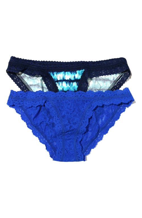 Shop Hanky Panky Lace Brazilian Bikini Panties In Indigo Stripe/sapphite