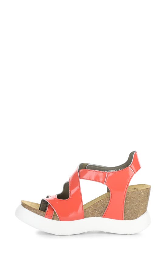 Shop Fly London Gavi Ankle Strap Platform Wedge Sandal In Scarlet Nappalak