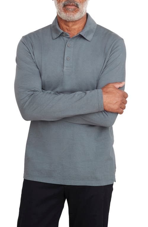 Vince Garment Dyed Long Sleeve Polo in Eucalyptus at Nordstrom, Size X-Small